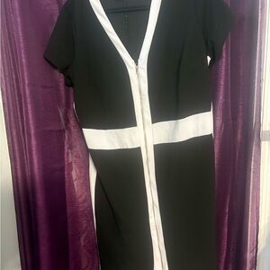 Ashley Stewart Black and White Midi Dress